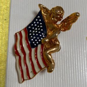 Brand new American Flag with Angel Brooch Pin